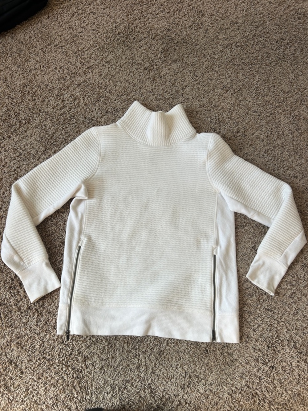 all in motion Cream Turtleneck Sweater with Side Zips
